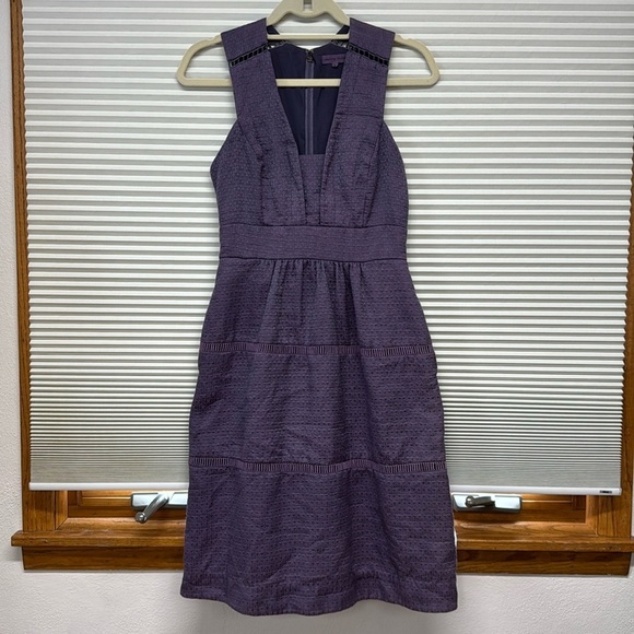 Rebecca Taylor Purple Matelasse Textured V-Neck Sleeveless Dress Size 2 - Picture 1 of 9